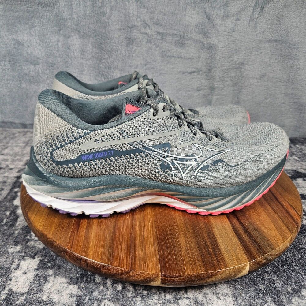 Mizuno Wave Rider 27 Shoes Womens Sz 10.5 Gray Running Comfort Walking Sneakers